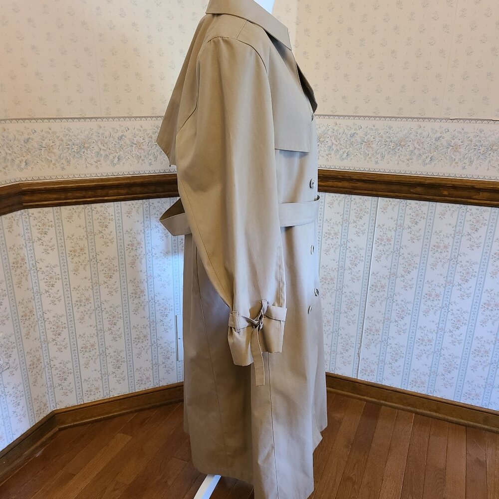 LONDON FOG VINTAGE WOMEN DOUBLE BREASTED BEIGE TRENCH COAT-CLASSIC BELTED STYLE - Picture 4 of 12